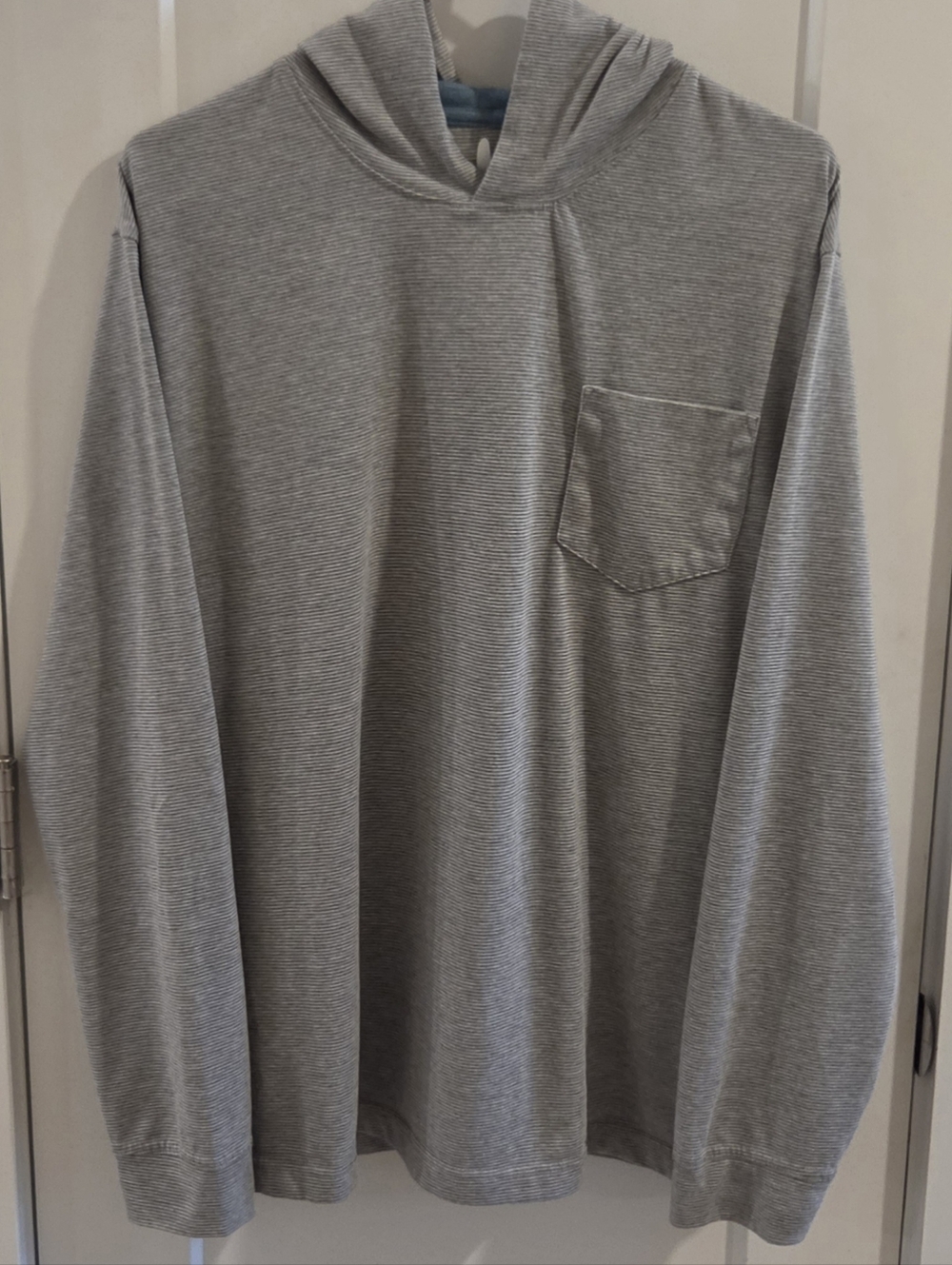 Johnnie-o Performance Micro-Stripe Pullover Golf Hoodie - Size Large - Grey